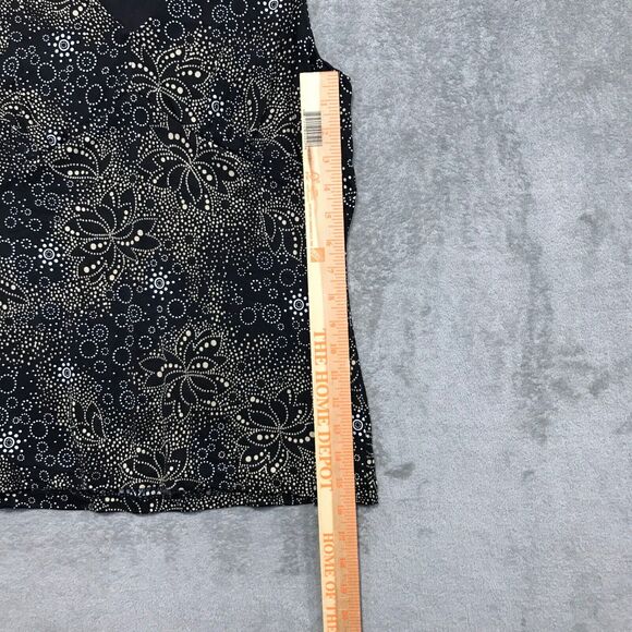 Talbots Pure Silk Classic Shell Black & Gold Floral Size 10 Lined Career Work - Picture 3 of 5